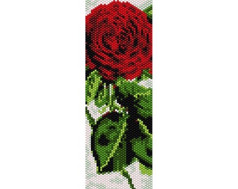 Old Rose Peyote Bead Pattern, Bracelet Cuff, Bookmark, Seed Beading Pattern Miyuki Delica Size 11 Beads - PDF Instant Download