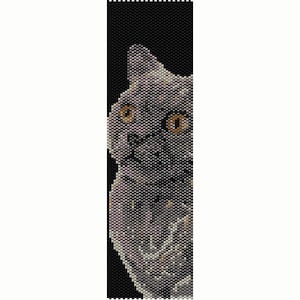 Graue Katze Peyote Perlen Muster, Armband Manschette, Perlen Miyuki Delica Größe 11 - PDF Sofort Download