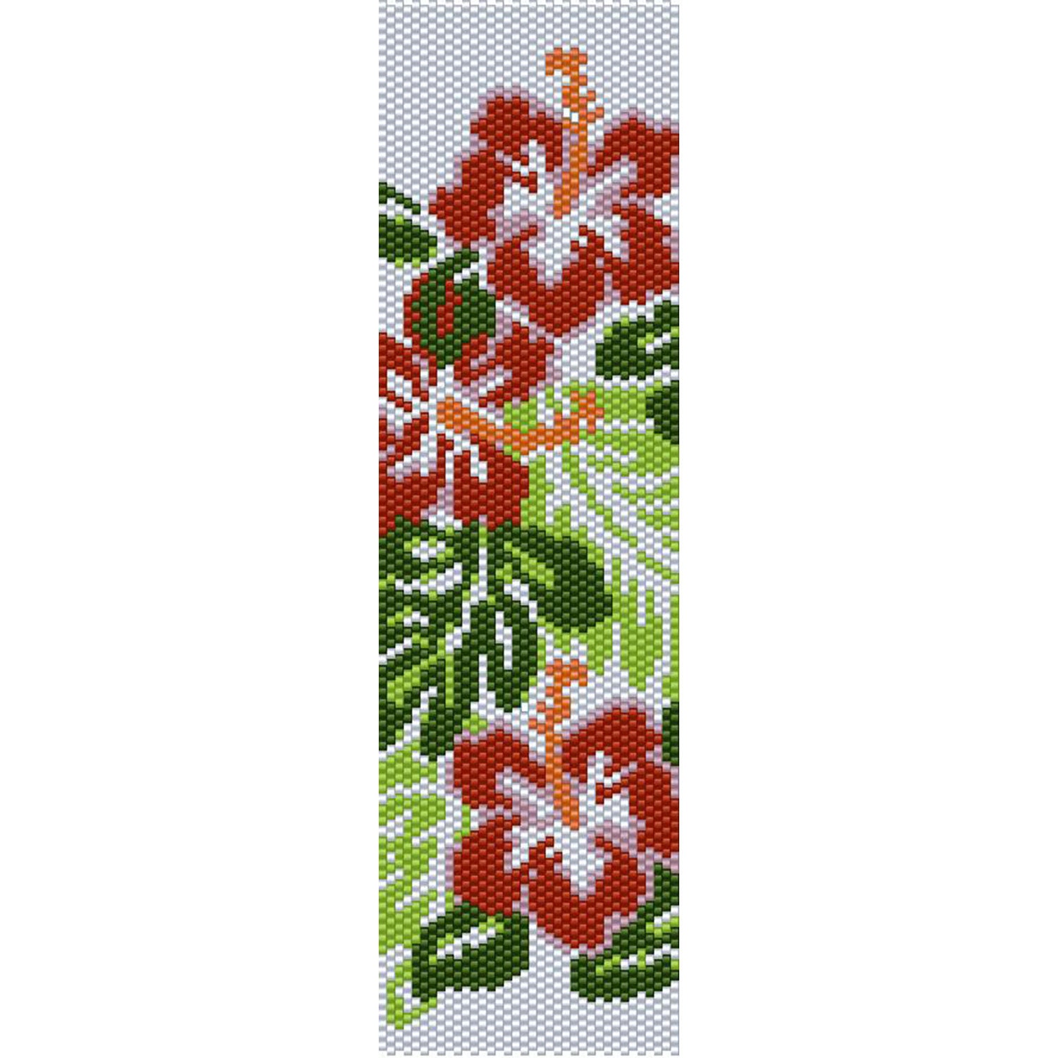 Hibiscus Flowers Peyote Bead Pattern Bracelet Cuff Bookmark Etsy