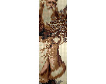 Santa with Tree Loom Bead Pattern, Christmas Bracelet Cuff, Bookmark, Seed Beading Pattern Delica Size 11 Beads - PDF Instant Download