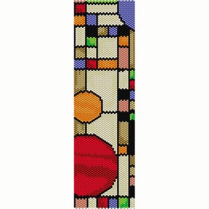 Patrón geométrico de 15 cuentas de peyote, brazalete, Frank Lloyd Wright, patrón de cuentas de semillas Miyuki Delica tamaño 11 cuentas - PDF Descarga instantánea
