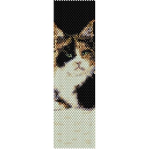 長毛三毛猫のペヨーテビーズパターン、ブレスレットまたはブックマークパターン、シードビーズパターン デリカサイズ 11 ビーズ - PDF インスタントダウンロード