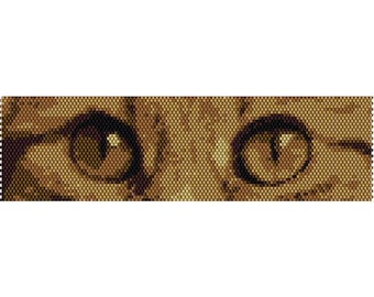Cat Eyes Peyote Bead Pattern, Bracelet Cuff, Bookmark, Seed Beading Pattern Miyuki Delica Size 11 Beads - PDF Instant Download