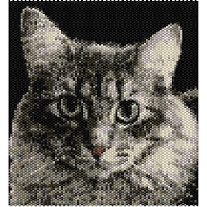 Jessie Cat Tapestry Peyote Bead Pattern, Cat Wall Art Seed Beading Pattern, Miyuki Delica Size 11 Beads - PDF Instant Download