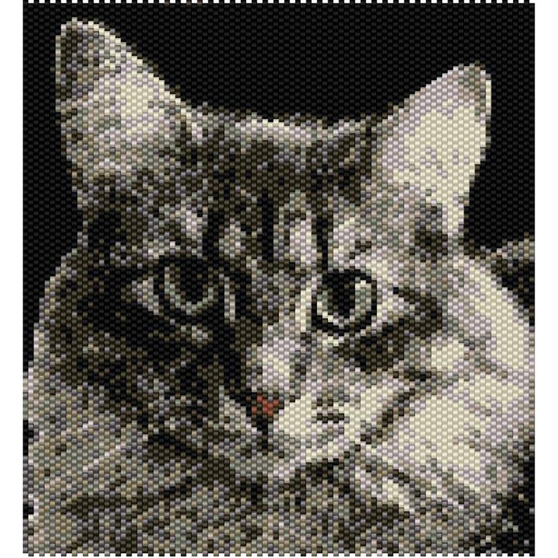 Jessie Cat Tapestry Peyote Bead Pattern, Cat Wall Art Seed Beading Pattern, Miyuki Delica Size 11 Beads PDF Instant Download image 1
