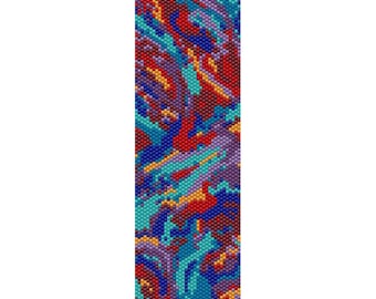 Abstract 7 Peyote Bead Pattern, Bracelet Cuff Pattern, Bookmark, Seed Beading Pattern Miyuki Delica Size 11 Beads - PDF Instant Download