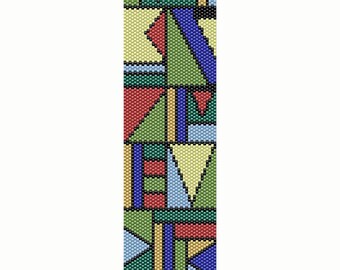 Geometric 2 Peyote Bead Pattern, Bracelet Cuff, Seed Beading Pattern Miyuki Delica Size 11 Beads - PDF Instant Download