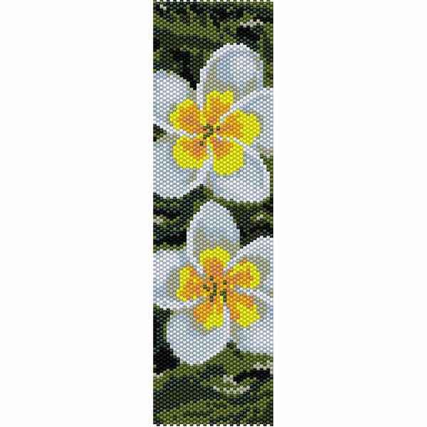 Frangipani Flower Peyote Bead Pattern, Bracelet Pattern, Bookmark Pattern, Seed Beading Pattern Delica Size 11 Beads - PDF Instant Download