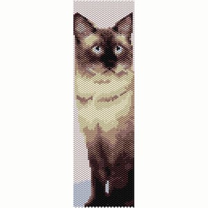 Siamese Cat Peyote Bead Pattern, Bracelet Cuff, Seed Beading Pattern Miyuki Delica Size 11 Beads - PDF Instant Download