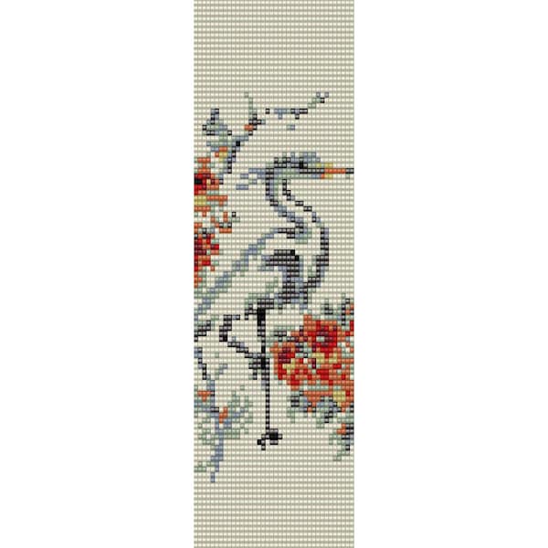 Crane Loom Bead Pattern, Bracelet Cuff, Bookmark, Seed Beading Pattern Miyuki Delica Size 11 Beads - PDF Instant Download