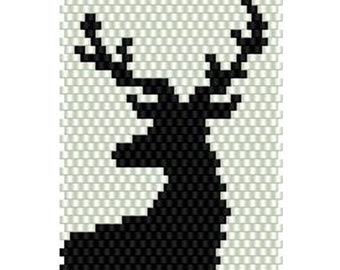 Deer Silhouette Pen Wrap Peyote Bead Pattern, Pen Art Pattern, Seed Beading Pattern, Miyuki Delica Size 11 Beads - PDF Instant Download