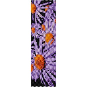 Asters Flowers Peyote Bead Pattern, Bracelet Cuff, Bookmark, Seed Beading Pattern Miyuki Delica Size 11 Beads - PDF Instant Download