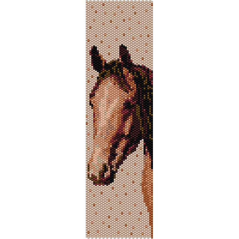 Brown Horse  3 Peyote Bead Pattern, Bracelet Cuff, Bookmark, Seed Beading Pattern Miyuki Delica Size 11 Beads - PDF Instant Download