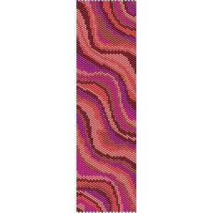 May include: A beaded bracelet with a wavy pattern in shades of pink, purple, and brown.