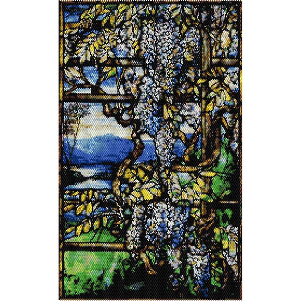 Tiffany Wisteria Window 1900 Tapisserie Peyote Bead Pattern, Wall Art Seed Beading Pattern, Delica Size 11 Beads, PDF Instant Download