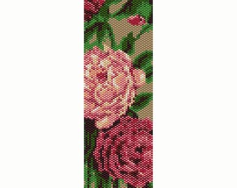 Vintage Roses Peyote Bead Pattern, Bracelet Cuff, Seed Beading Pattern Miyuki Delica Size 11 Beads - PDF Instant Download