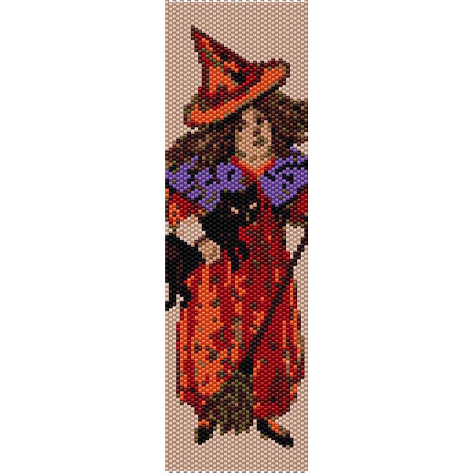 Little Witch Halloween Peyote Bead Pattern Bracelet Cuff Etsy