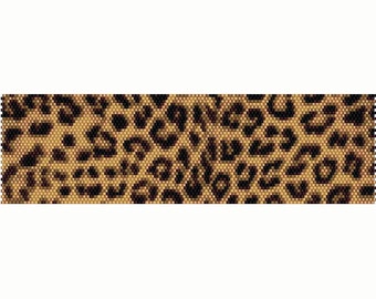 Leopard Print Pattern Peyote Bead Pattern, Bracelet Cuff, Seed Beading Pattern Miyuki Delica Size 11 Beads - PDF Instant Download