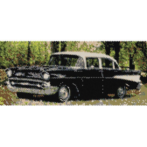 57 Chevy Vintage Car Tapestry Peyote Bead Pattern, wall art, Seed Beading Pattern Delica Size 11 Beads - PDF Instant Download