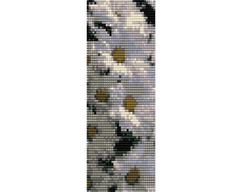 Daisies Loom Bead Pattern, Bracelet Cuff, Bookmark, Seed Beading Pattern Miyuki Delica Size 11 Beads - PDF Instant Download