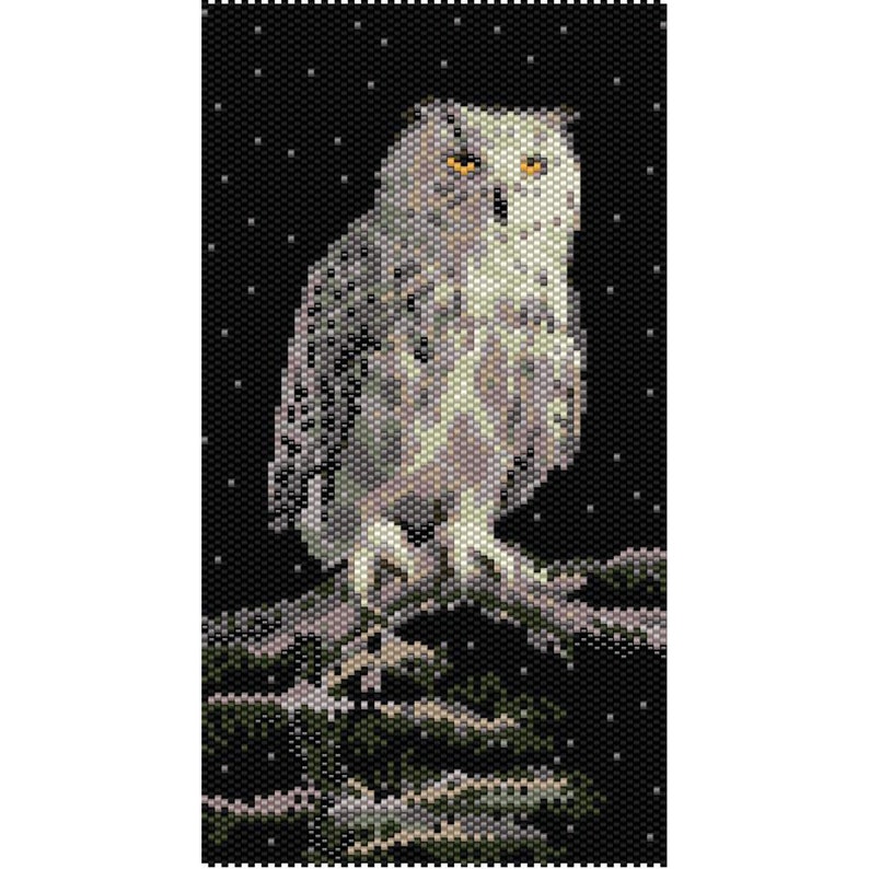 Snowy Owl Tapestry Peyote Bead Pattern, Seed Beading Pattern Miyuki Delica Size 11 Beads PDF Instant Download image 1