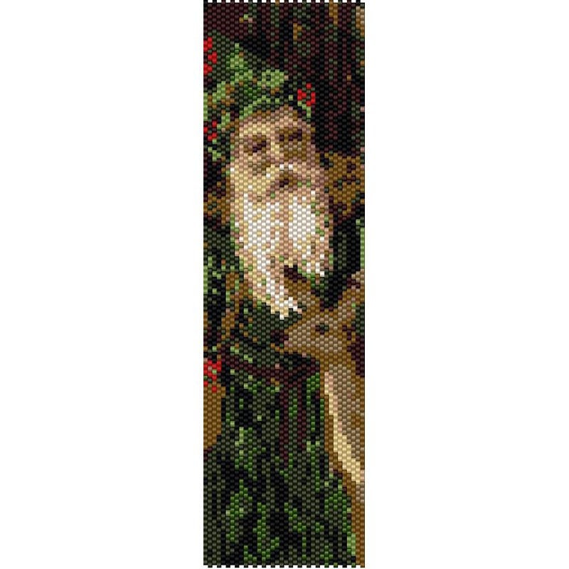 Woodland Santa Peyote Bead Pattern, Christmas Bracelet, Bookmark, Seed Beading Pattern Miyuki Delica Size 11 Beads - PDF Instant Download