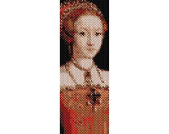 Queen Elizabeth I Peyote Bead Pattern, Bracelet Cuff, Bookmark, Seed Beading Pattern Miyuki Delica Size 11 Beads - PDF Instant Download