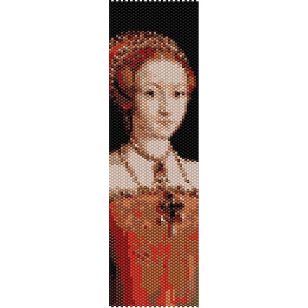 Queen Elizabeth I Peyote Bead Pattern, Bracelet Cuff, Bookmark, Seed Beading Pattern Miyuki Delica Size 11 Beads - PDF Instant Download