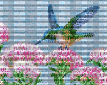 Hummingbird Tapestry #2 Loom Bead Pattern, Wall Art Pattern, Seed Beading Pattern, Miyuki Delica Size 11 Beads - PDF Instant Download