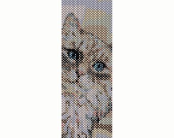 Long Haired Cat Peyote Bead Pattern, Bracelet Cuff, Bookmark, Seed Beading Pattern Miyuki Delica Size 11 Beads - PDF Instant Download