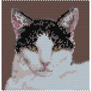 Black & White Cat Tapestry Peyote Bead Pattern, Seed Beading Pattern, Miyuki Delica Size 11 Beads - PDF Instant Download