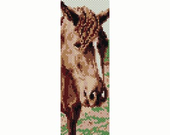 Brown Horse Peyote Bead Pattern, Bracelet Cuff, Delica Size 11 Beads - PDF Instant Download