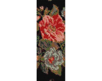 Flowers 4 Peyote Bead Pattern, Bracelet Pattern, Bookmark Pattern, Seed Beading Pattern Miyuki Delica Size 11 Beads - PDF Instant Download