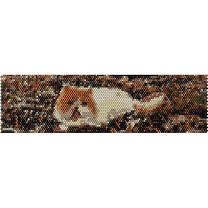 Perserkatze in Blätter Peyote Perlenmuster, Armband Manschette, Lesezeichen, Perlenmuster Miyuki Delica Größe 11 - PDF Sofort Download