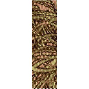 May include: A beaded bracelet with a camouflage pattern in shades of brown, green, and beige.