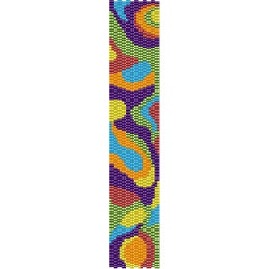 Groovy Peyote Bead Pattern, Bracelet Cuff, Bookmark, Seed Beading Pattern Miyuki Delica Size 11 Beads - PDF Instant Download