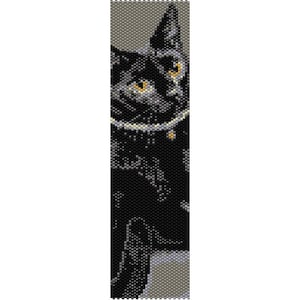 Black Cat Peyote Bead Pattern, Bracelet Cuff, Bookmark, Seed Beading Pattern Miyuki Delica Size 11 Beads - PDF Instant Download