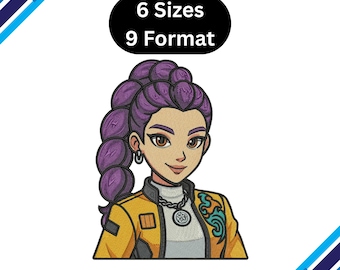 Diseño de bordado Rumi K-pop, chica inspirada en el K-pop, 6 tamaños, descarga digital