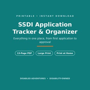 SSDI Application Tracker Printable, Social Security Disability Organizer, Benefits Checklist, Appeal Deadline Log, Large Print PDF