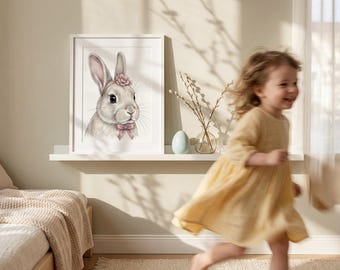 Pastel Bunny Prints, Set of 10 Easter Wall Art (Digital Download)