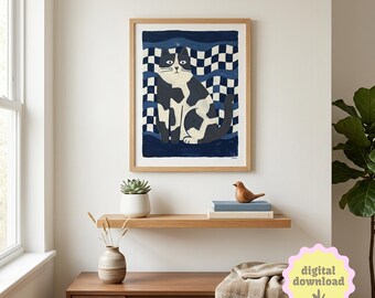 Set of 10 Funny Cat Art Prints, Gallery Wall Decor (Digital Download)