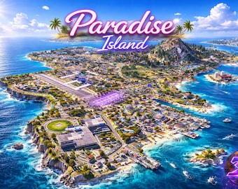 FiveM Paradise Island V2 MLO + 49 MLO + Pacchetto veicoli | Espansione mappa | Ottimizzata | Fedele alla lore | Pronta per FiveM | Download digitale