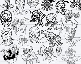 Spiderman SVG Clipart Bundle, Superhero Vectors for Cricut (svg, png, dxf)