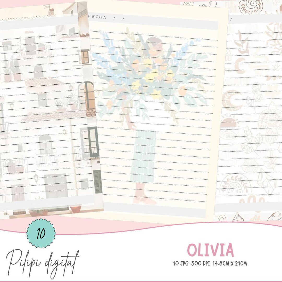 Printable Floral Notepad, Digital Notebook Interior, PDF A5 Letter Size ...