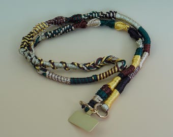 Aardse telefoonriem | Bruin neutraal telefoonkoord | Handgemaakte crossbody-telefoonketting | Boho-telefoonriem | Minimaal cadeau voor telefoonband