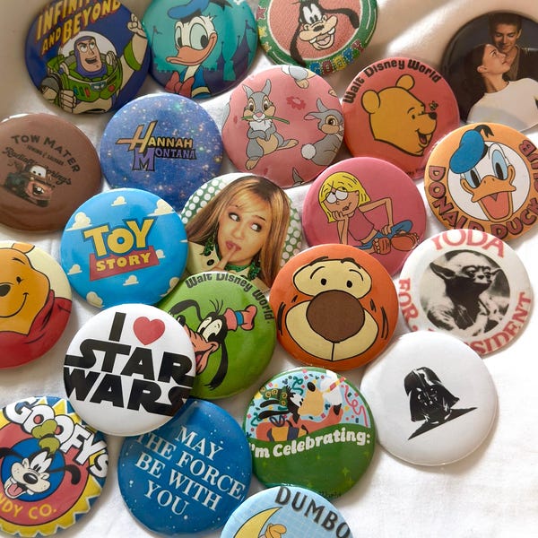 Custom Theme Park Inspired Button Pins – Personalized Photo or Logo Badge (58mm Size)