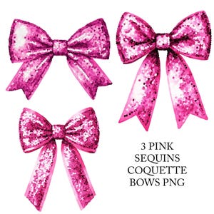 Lantejoulas Laço Rosa png, Conjunto de 3 Laço Glitter Rosa png, Laço Coquete Rosa png, Laço Brilhante png, Laço Disco Rosa png, Laço Feminino png