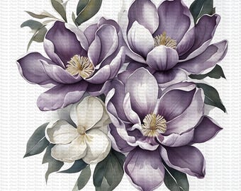 Purple Floral Bouquet Watercolor Clipart (Digital Download)
