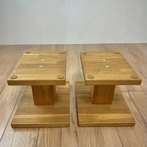 デスクトップスピーカースタンド – 無垢材アッシュ材製モニターライザー2個セット