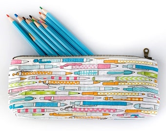 Pen and Pencil Illustrated Pencil Pouch